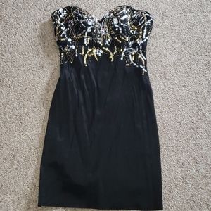 Black sequins strapless dress